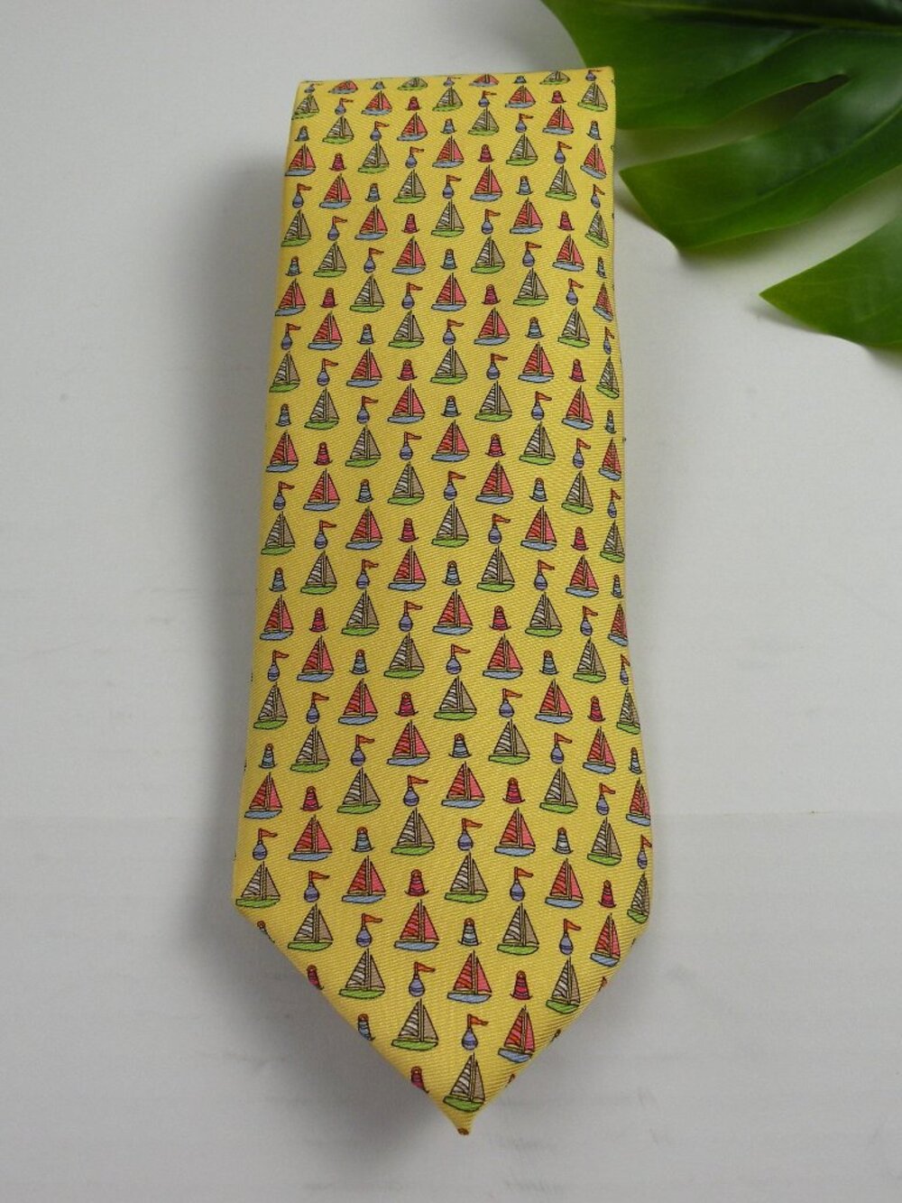 NWOT Peter Blair Sailboat Buoys Nautical Print 100% Silk Tie USA
